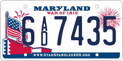 MD license plate 6AD7435