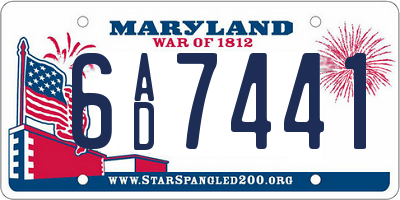 MD license plate 6AD7441
