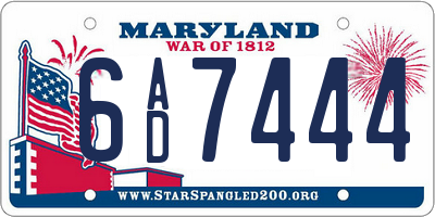 MD license plate 6AD7444