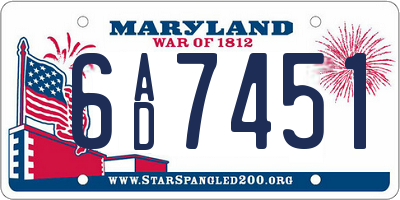 MD license plate 6AD7451