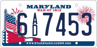 MD license plate 6AD7453