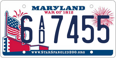 MD license plate 6AD7455