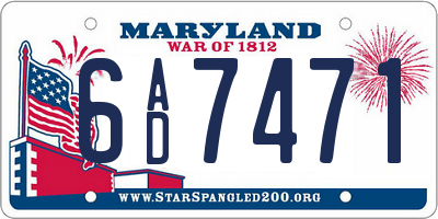 MD license plate 6AD7471