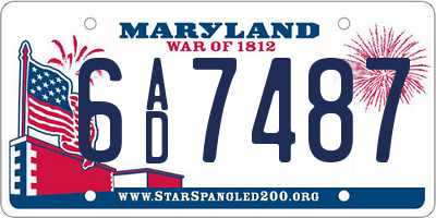 MD license plate 6AD7487