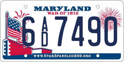 MD license plate 6AD7490