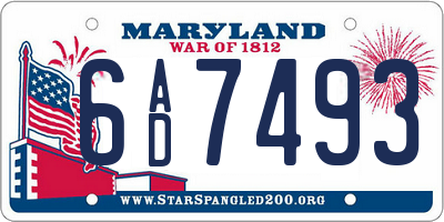 MD license plate 6AD7493