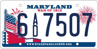 MD license plate 6AD7507