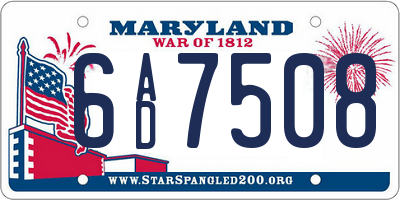MD license plate 6AD7508