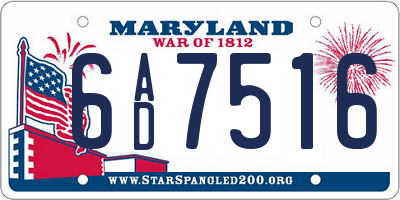 MD license plate 6AD7516