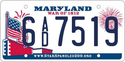 MD license plate 6AD7519