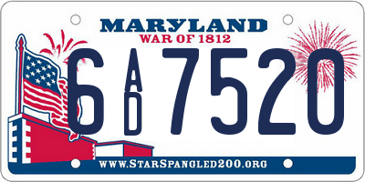 MD license plate 6AD7520