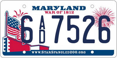 MD license plate 6AD7526