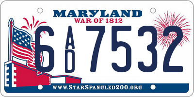 MD license plate 6AD7532
