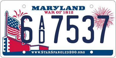 MD license plate 6AD7537