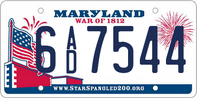 MD license plate 6AD7544