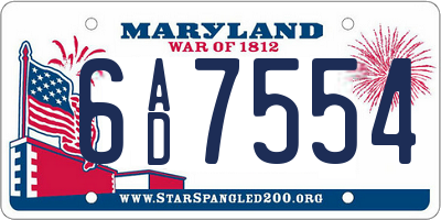 MD license plate 6AD7554