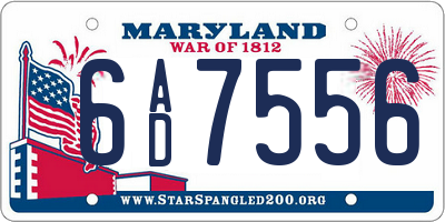 MD license plate 6AD7556