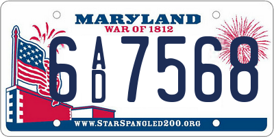MD license plate 6AD7568