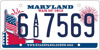 MD license plate 6AD7569