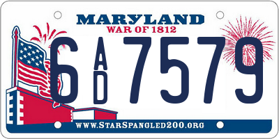 MD license plate 6AD7579
