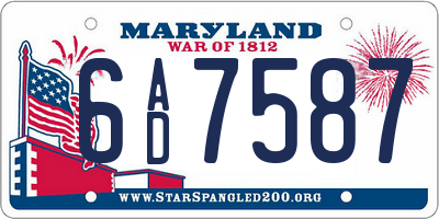 MD license plate 6AD7587