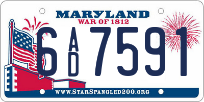 MD license plate 6AD7591