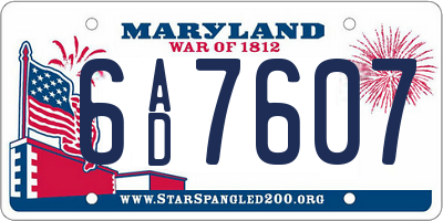 MD license plate 6AD7607