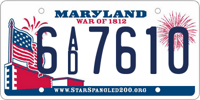 MD license plate 6AD7610