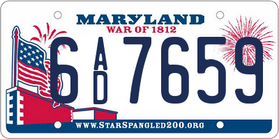 MD license plate 6AD7659