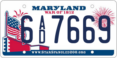 MD license plate 6AD7669