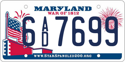 MD license plate 6AD7699