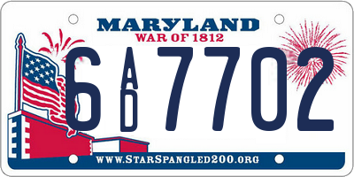 MD license plate 6AD7702