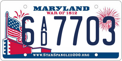 MD license plate 6AD7703