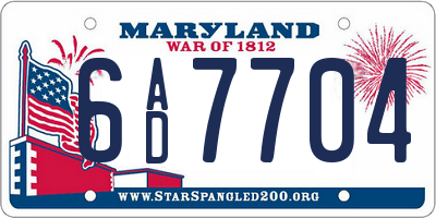 MD license plate 6AD7704