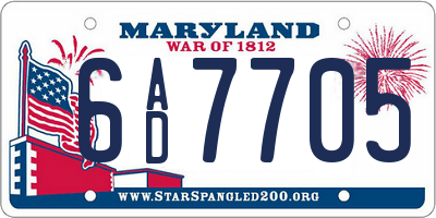 MD license plate 6AD7705