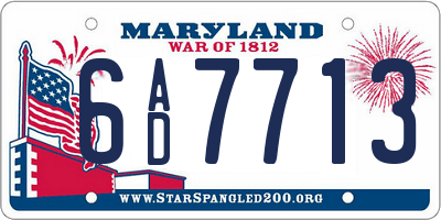 MD license plate 6AD7713