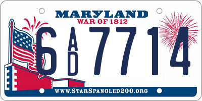 MD license plate 6AD7714