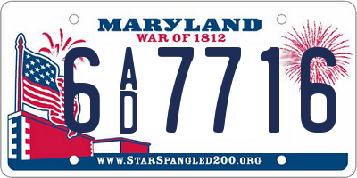 MD license plate 6AD7716