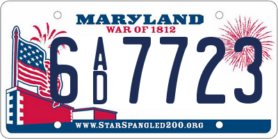 MD license plate 6AD7723