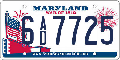 MD license plate 6AD7725