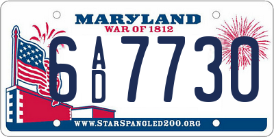 MD license plate 6AD7730
