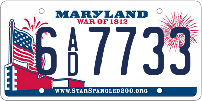 MD license plate 6AD7733