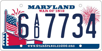 MD license plate 6AD7734