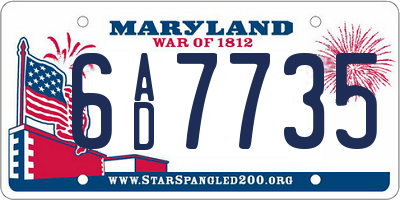 MD license plate 6AD7735