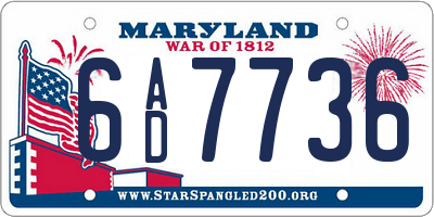 MD license plate 6AD7736