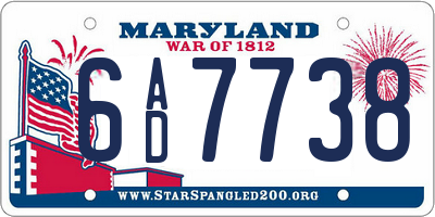 MD license plate 6AD7738