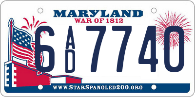 MD license plate 6AD7740
