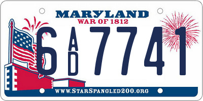 MD license plate 6AD7741