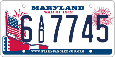 MD license plate 6AD7745