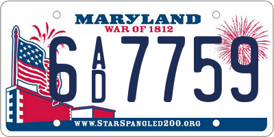 MD license plate 6AD7759